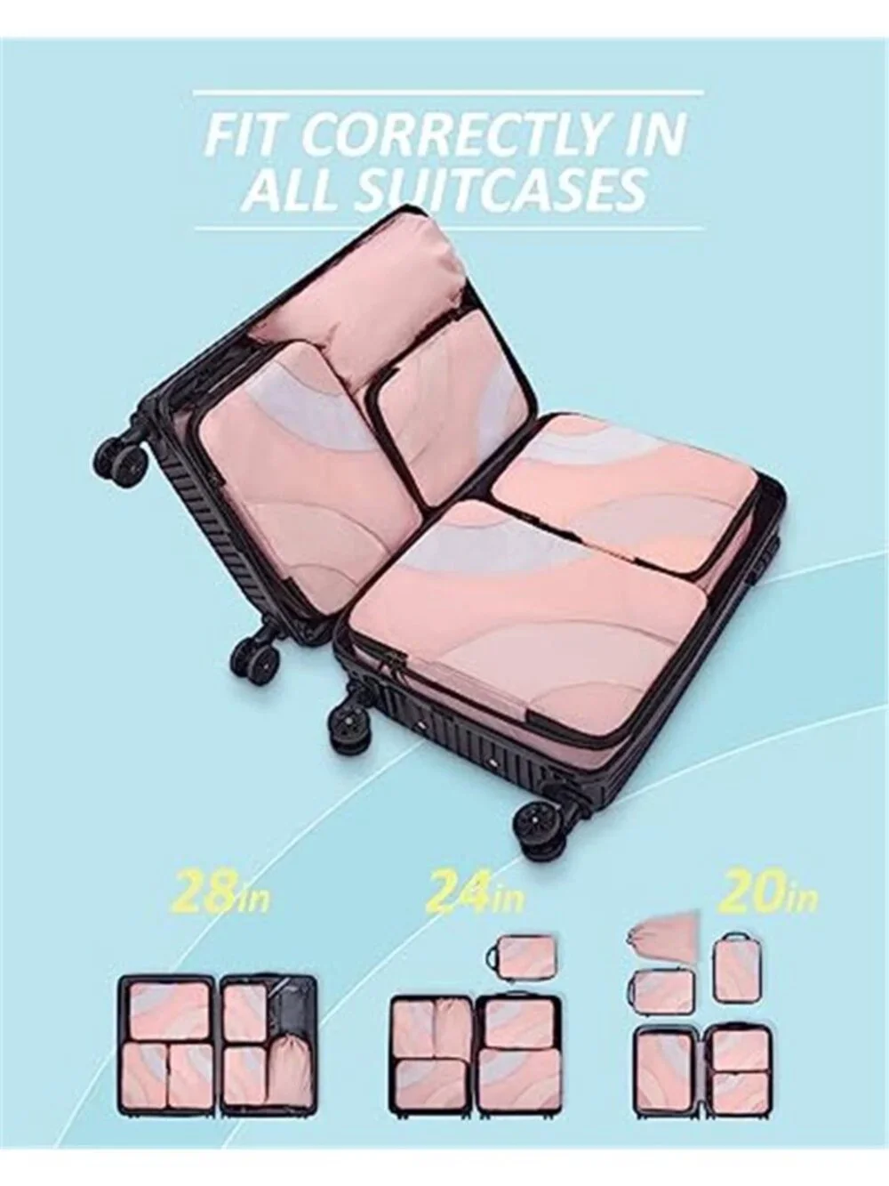 Compression Packing Cubes Travel Organizer Set Luggage Suitcase Storage Bags